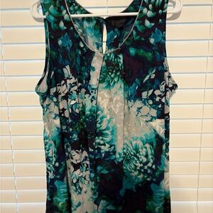 Worthington Blue and Black Sleeveless Blouse